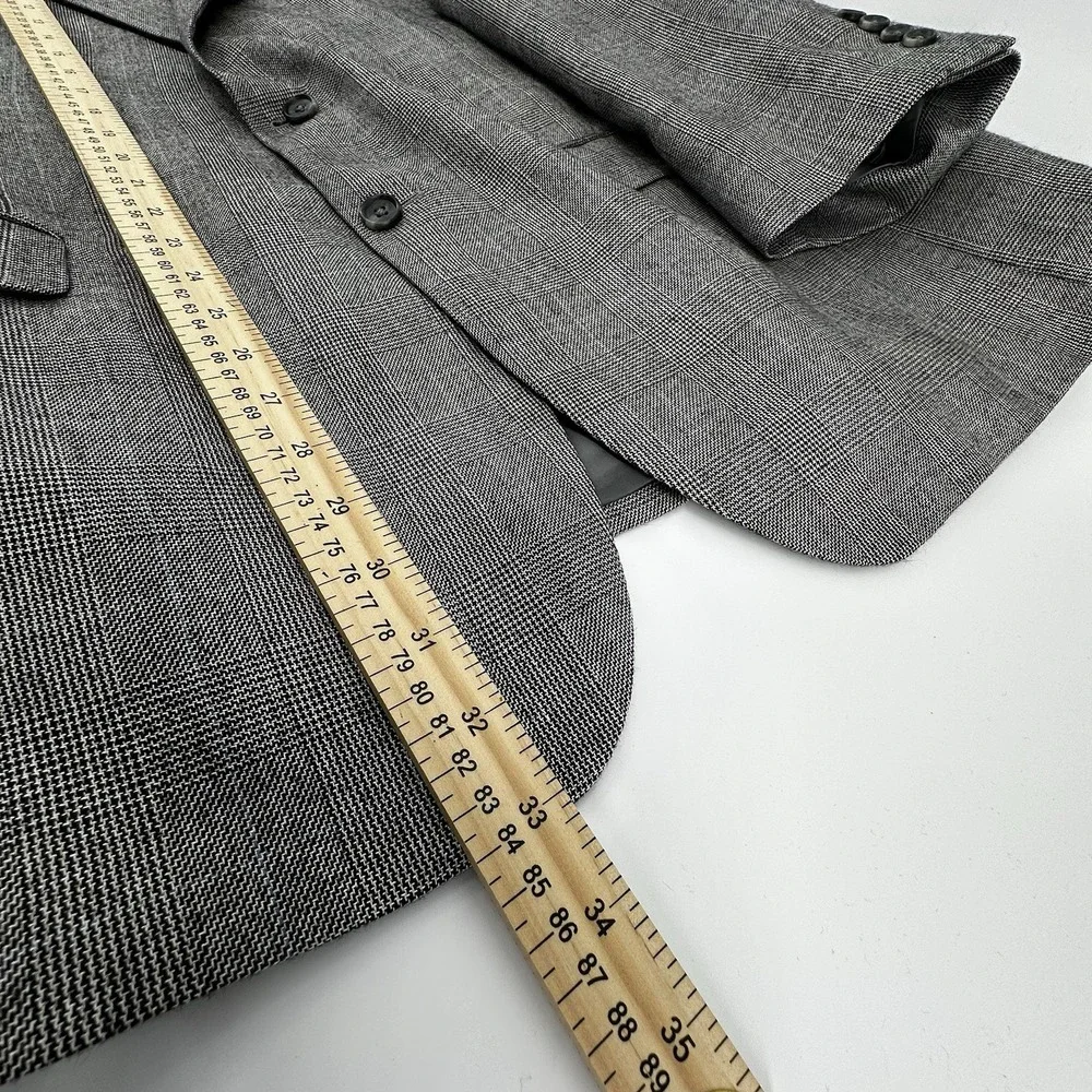 Jos A Bank Signature Collection Blazer 42R Gray Silk Camelhair Glen Check Jacket